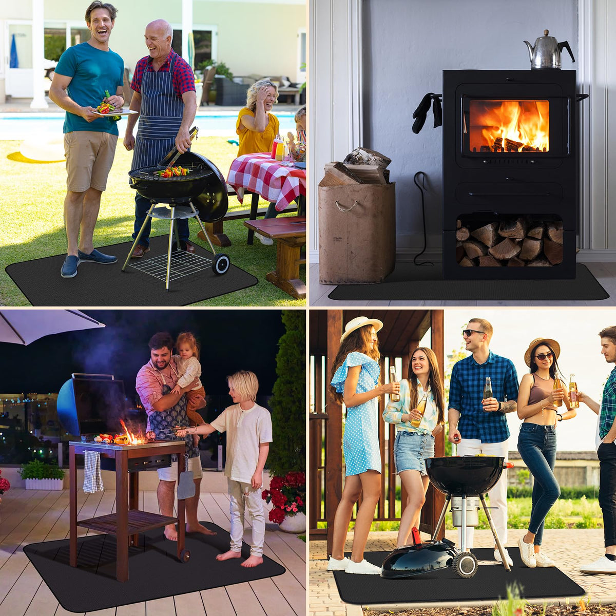 Himake 60×42 Inch Grill Mats for Outdoor Grill, Hearth Rugs for Fireplaces Fireproof, Gas and BBQ Grill Oil-Proof Water-Proof Protector for Decks, Patios，Grassand Indoor Grill