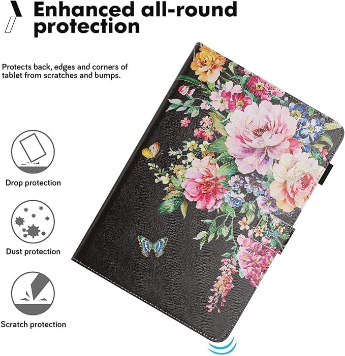Universal Case for 10 Inch Tablet Multi-Angle Viewing Stand Case for 9.5-10.5 Inch Tablet Premium PU Leather Folding Stand Cover with Pen Holder &amp Multiple Angles Stand - Beach