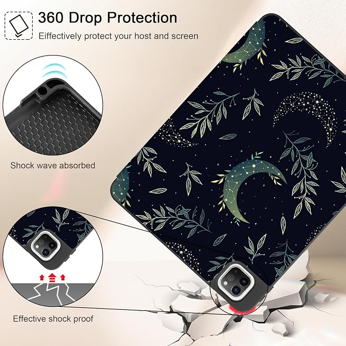 Tuiklol for iPad Pro 11 Inch 4th / 3rd / 2nd / 1st Gen Case 2022 2021 2020 | 2018 Build-in Pencil Holder with Stand TPU Back Cover &amp Trifold Stand &amp Auto Wake/Sleep Tablet Case Black Cat