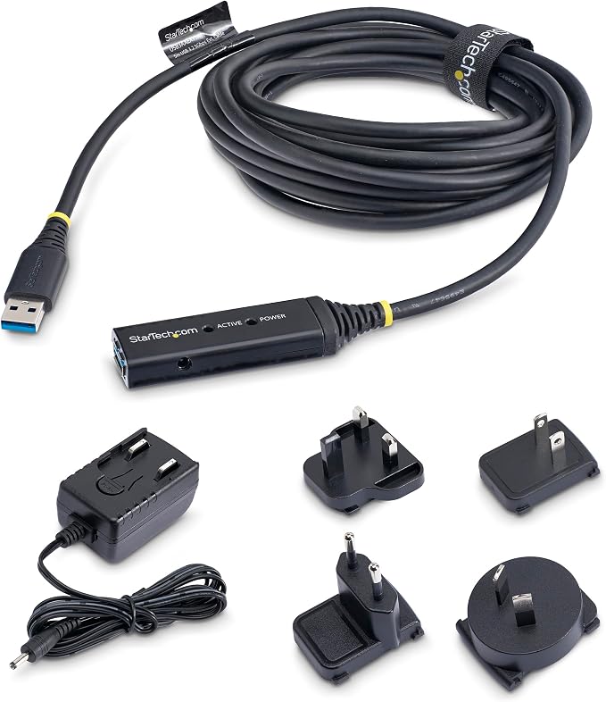 StarTech 3m Active USB 5Gbps Extension Cable USB-A M/F TAA | 3.0 repeater With AC power adapter Fully shielded USB 3.2 Gen1 Type-A USB Powered Blue LED status indicator