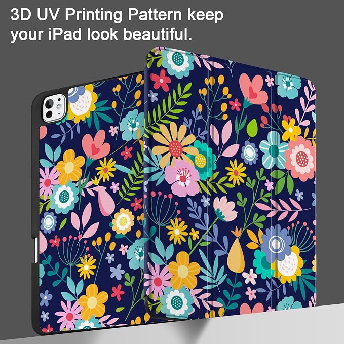 Case for iPad Pro 13 inch (M5 2025 / M4 2024) – [Built-in Pencil Holder] Ultra Slim PU Leather Trifold Stand Cover with Soft TPU Back Auto Wake/Sleep - Color Leopard