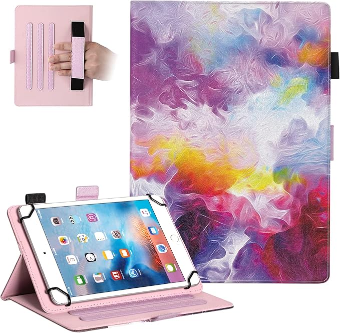 Dteck Universal Case (7.9 to 8.4) - Fold Stand Protective Flip Case for Apple iPad mini/Samsung Galaxy Tab 8.0 8.4 /Lenovo Tab 8 /onn. 100003561 8 Tablet Pro/Android Tablet 8 Inch (Blue Pink)
