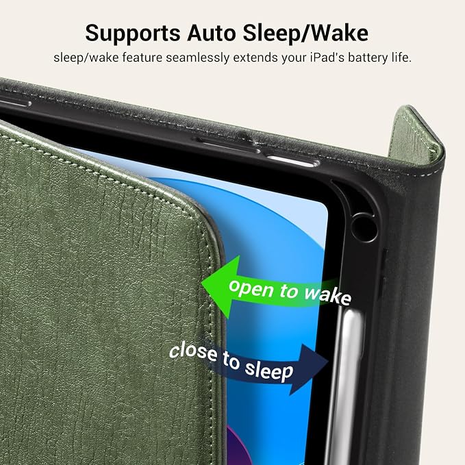 CoBak Premium Leather Case for iPad (A16) 11th Generation 11 Inch (2025) iPad 10th Generation 10.9 Inch (2022) - Elegant Magnetic Flip Cover with Auto Wake/Sleep Pencil Holder and Multi-Angle Stand