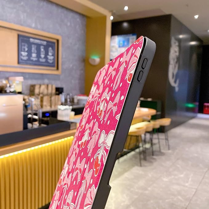 Tablet Case for iPad 11th A16 Generation 11 Inch 2025 / iPad 10th Generation 10.9 Inch 2022 Trifold Stand Smart Protective Cover Soft TPU Back Auto Wake &amp Sleep(Hot Pink Bow)