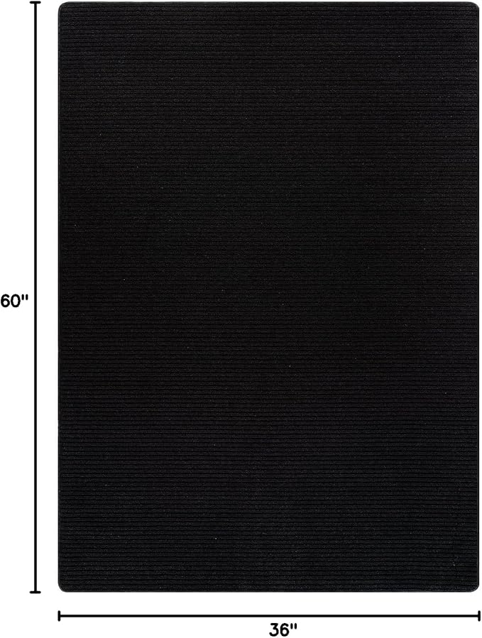 Non Slip Black Solid Rubber Back Thing Rug for Living Room 3x5 Area Rugs for Kitchen, Rugs for Bedroom, Stain Resistant Easy Cleaning Non Shedding Carpet Black 3 x 5
