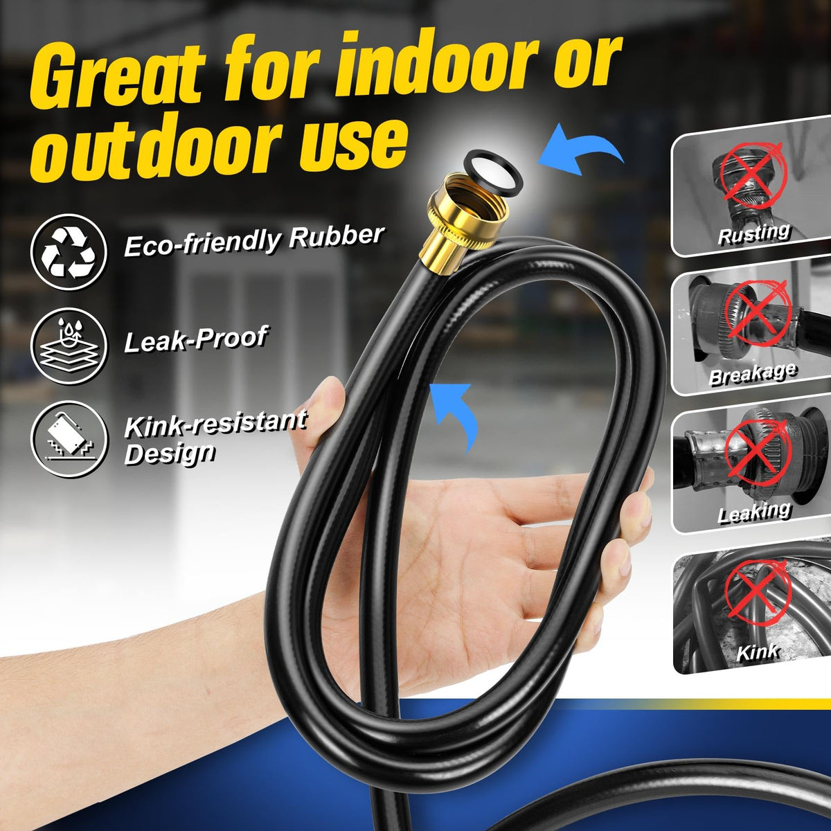 (7 Length Options) Dehumidifier Drain Hose with 3/4 Inch FHT Connector, Featuring Rust-Resistant Brass Fittings for Leak-Proof Connection, Perfectly Compatible with Most Dehumidifier Brands