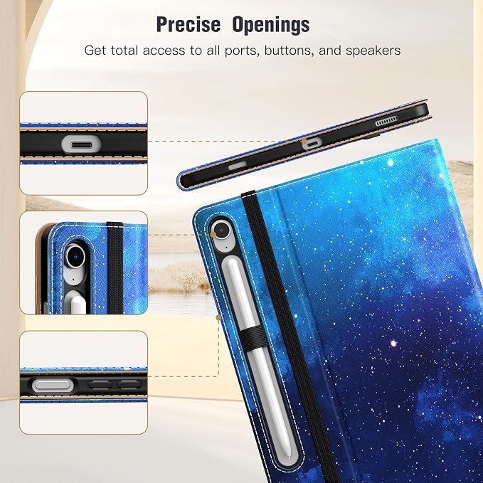 MoKo Case for Samsug Galaxy Tab S10 Lite/ S10 FE/ S9 FE/ S9 10.9/11 Inch | Built-in S Pen Holder Case for Samsung Tablet (2025/2023) PU Leather Hand Strap &amp Front Pocket Blue &amp Brown