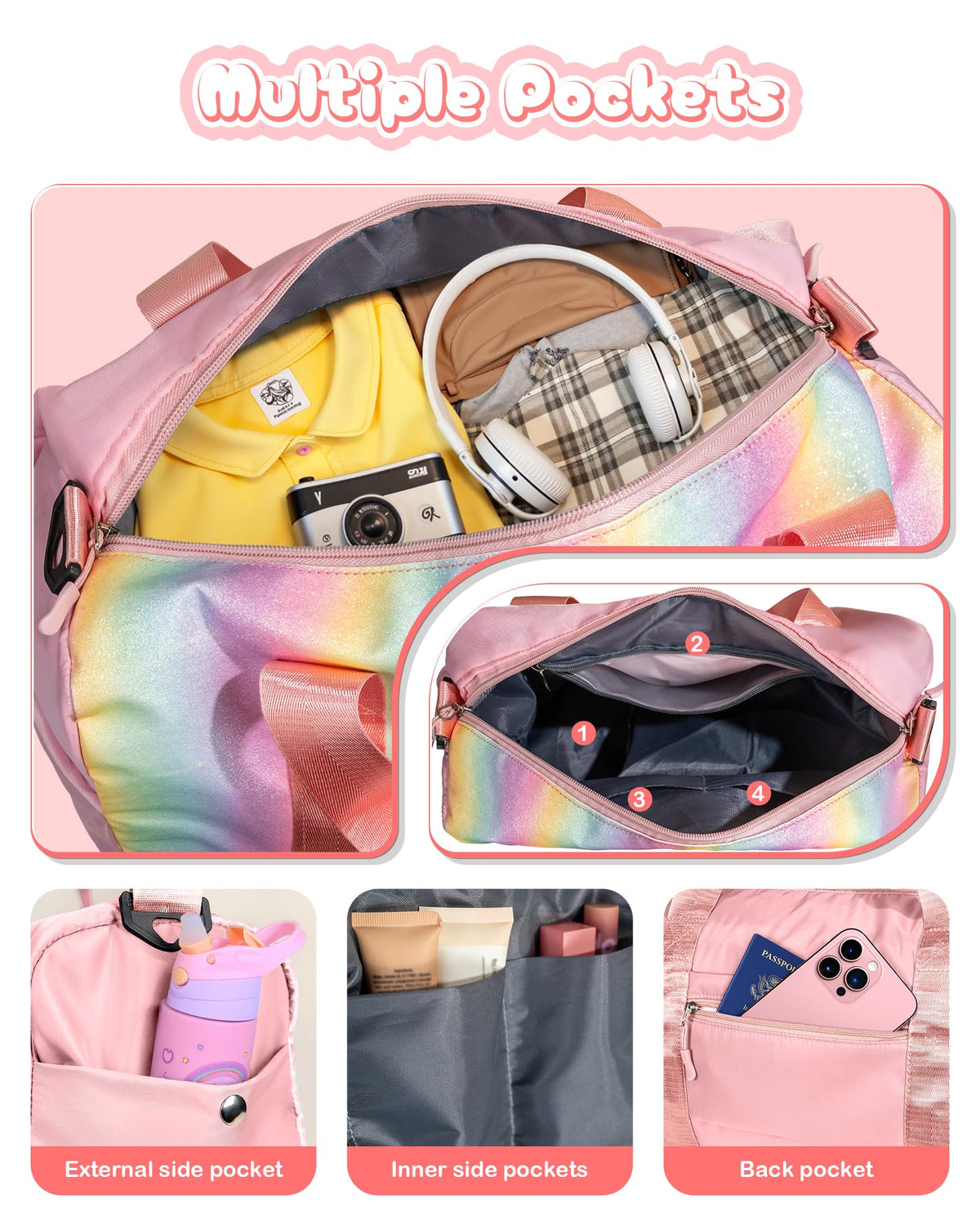 Vogewood Gifts for Daughter-Girl Gym Bag with Shoe Compartment-Dance Stuff