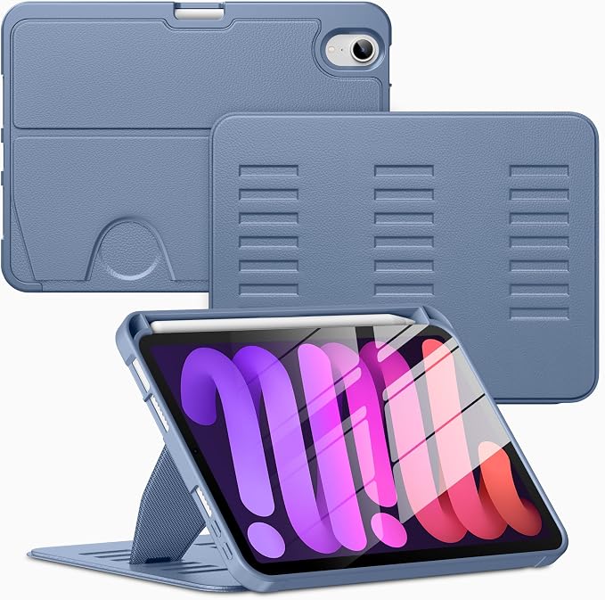 VIKESI Case for iPad mini 7 (A17 Pro) and iPad mini 6Multiple Angles Magnetic Stand CoverShockproof Soft BackPencil Holderand Auto Sleep/WakeBlack