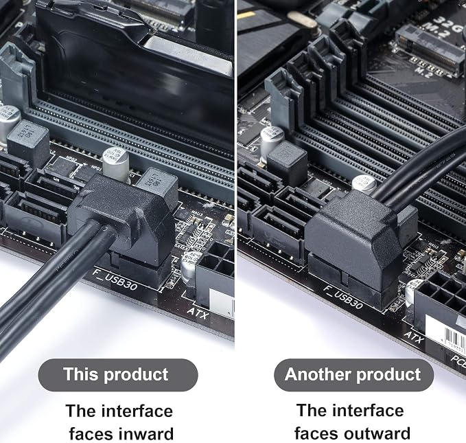 SATA USB Extension Cable USB 3.0 Motherboard Front 19 Pin Male to Female Extension Cable High Speed Connection (The Interface Faces Outward)
