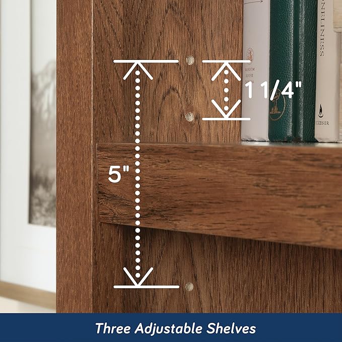 Sauder 5-Shelf Split Bookcase/ Book shelf, Oiled Oak finish