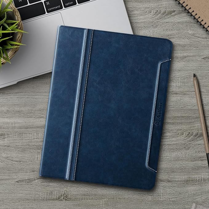 Antbox Case for iPad Air 11-inch M4/M3/M2 (2026/2025/2024) iPad Air 5th/4th Generation 10.9'' Vegan Leather with Pencil Holder Typing Angle Auto Sleep/Wake Muti-Stand (Black)