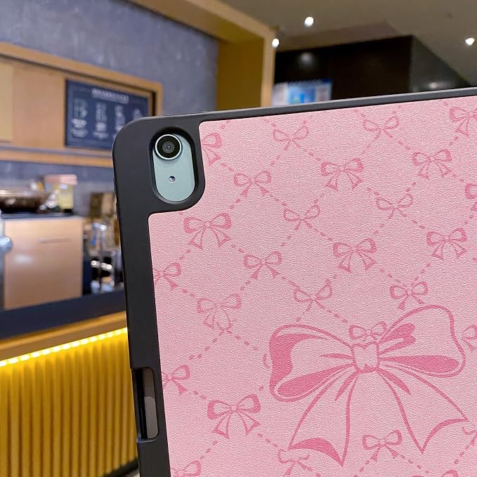 Tablet Case for iPad 11th A16 Generation 11 Inch 2025 / iPad 10th Generation 10.9 Inch 2022 Trifold Stand Smart Protective Cover Soft TPU Back Auto Wake &amp Sleep(Hot Pink Bow)