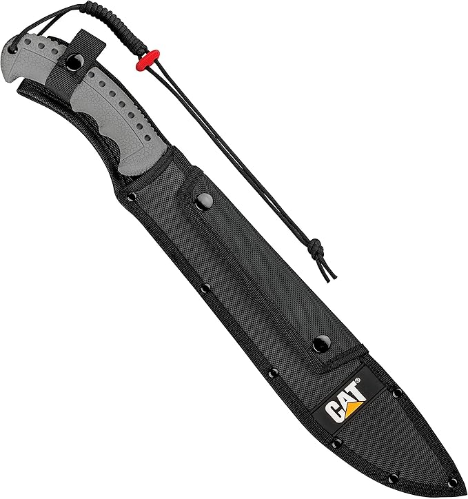 CAT Machete 21-Inch Blade with Shoulder Strap Sheath, Inch, 3CR13 Stainless Steel Blade Knife, Cut Brush Clearing, Hiking, Camping, Gardening - Black 980691ECT