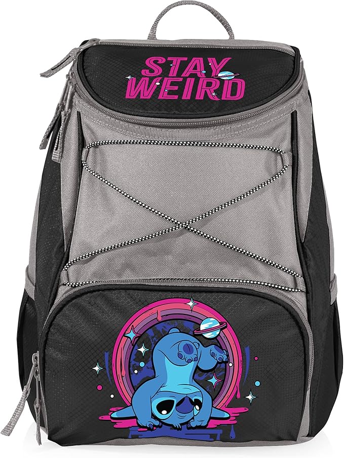 Picnic TIME Disney Lilo & Stitch PTX Backpack Cooler, Soft Cooler Backpack, Insulated Lunch Bag, (Black with Gray Accents)