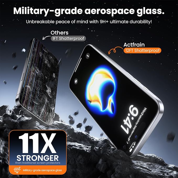 3-Pack for iPhone 16 Plus/15 Plus Screen Protector Privacy 9H+ Tempered Glass Scratch &amp Drop Resistant Smooth &amp Clear Easy Installation Full Coverage