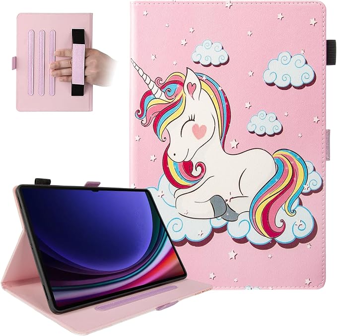 Dteck Wallet Case for Galaxy Tab S10+/S9+/S7 FE/S8+/S7 Plus 12.4 Tablet Premium PU Leather Folding Stand Auto Wake/Sleep Pen Holder Case with Hummingbirds
