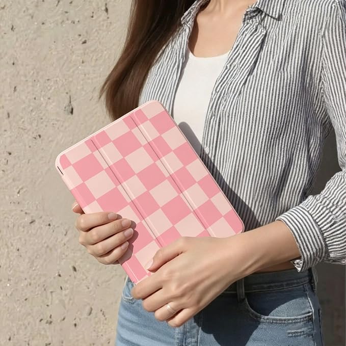 for iPad A16 11 Inch 2025 /for iPad 10th Generation 10.9 Inch 2022 Cute iPad Black Case with Pencil Holder-[Auto Wake/Sleep] Trifold Stand Soft TPU Protective Cover Pink Bows