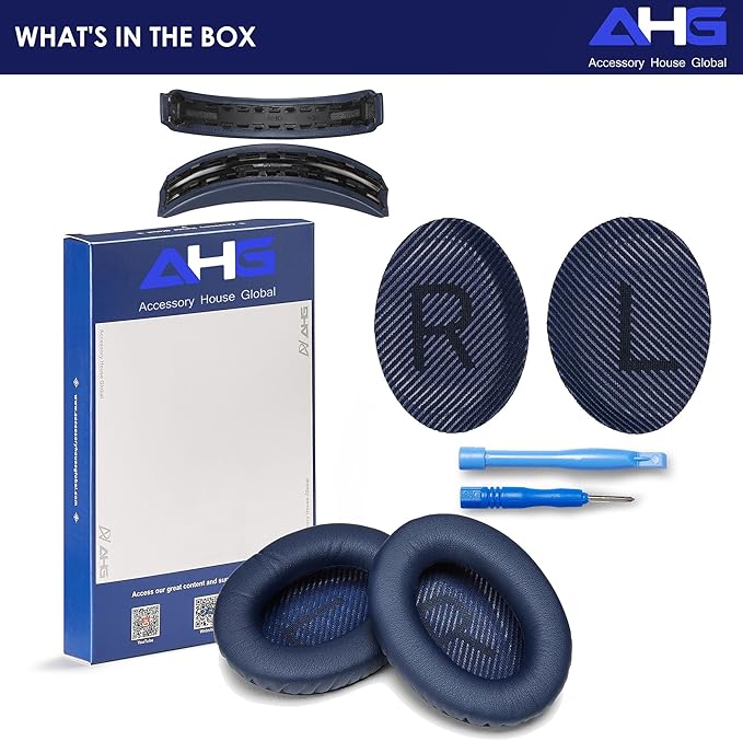 AHG QC35 earpads / QC35 ii Headband pad Cushion kit. Compatible w/Bose QuietComfort 35 ii / QC35 Headphones (MNB). Premium Headband Design | Seamless DIY Assembly | Superior Comfort and Durability