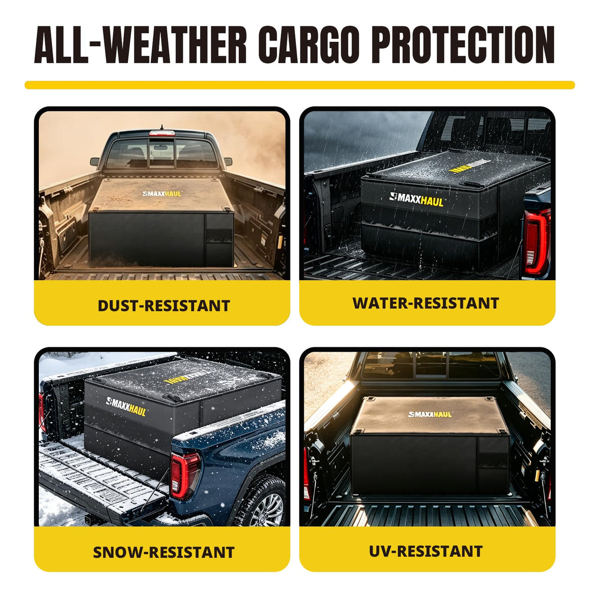 MaxxHaul Truck Bed Cargo Bag - 26 Cu. Ft. Heavy Duty Waterproof Carrier for Pickup Trucks & SUVs - 50"x40"x22" - Includes Bungee Cords (50130)