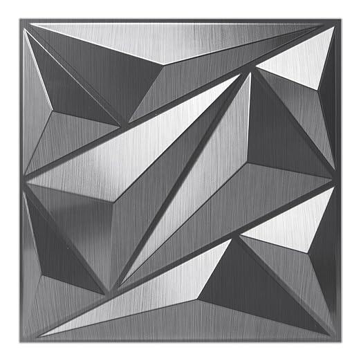 Art3dwallpanels 33 Pack 3D Wall Panel Diamond for Interior Wall Décor, PVC Textured Wall Panels, 12''x12'' Cover 32.Sq.Ft. Silver