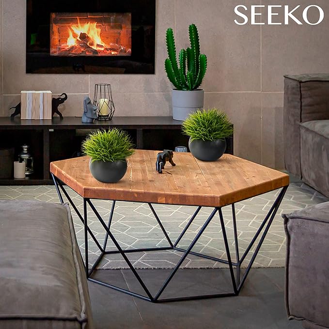 SEEKO Succulents Small Fake Plants (Grass, 2 Pack) - Realistic Artificial Plants Indoor for Shelf, Bathroom, Desk, Office and Bathroom Decor