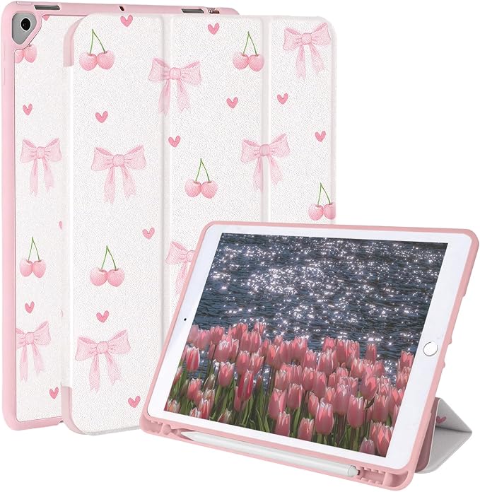 Case for iPad 9th/ 8th/ 7th Generation Case 10.2&amp10.5 Inch (2021/2020/2019 Release) Slim Lightweight Soft Trifold Back Cover with Pencil Holder &amp Auto Sleep/Wake CoverBeige Checkered