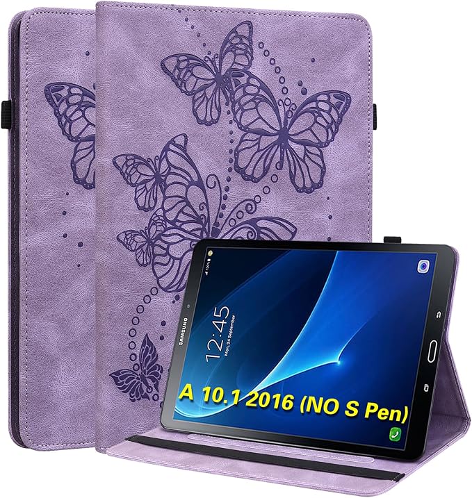 Case for Samsung Galaxy Tab A 10.1 2016 (No S Pen Version)Butterfly PU Leather Folio Flip Stand Case 10.1 Inch (SM-T580/T585/T587) - Blue