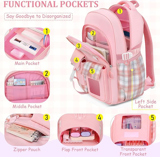 Kids Backpacks for Girls - Cute Girls Backpack for Elementary, Middle and High School Students - 18" Large Capacity School Bookbag with Multiple Pockets