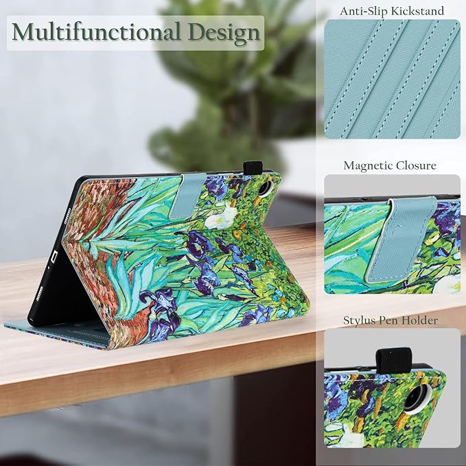 Fancity Case Fits Samsung Galaxy Tab A9/A11 Plus 11” 2025/2023 X210/X216 | Premium PU Leather Cover with Multi-Angles Pencil Holder Smart Wake Sleep for Galaxy Tab A9 A11 Plus X218 Beach