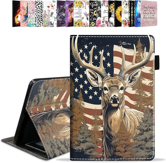 Case for Amazon Kindle Fire HD 10 Tablet 10.1 (9th/7th Generation 2019/2017 Release) - PU Leather Folio Case with Smart Auto Wake/Sleep African American Girl