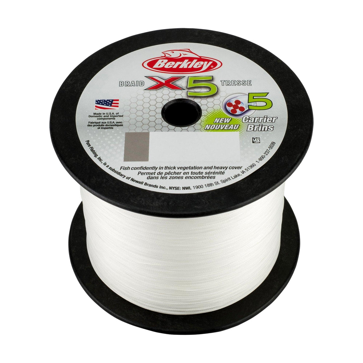 Berkley x5 Braid Superline, Crystal, 15-Pound Break Strength, 328yd Fishing Line, Suitable for Freshwater and Saltwater Environments, Low-Vis Green, 2188yd