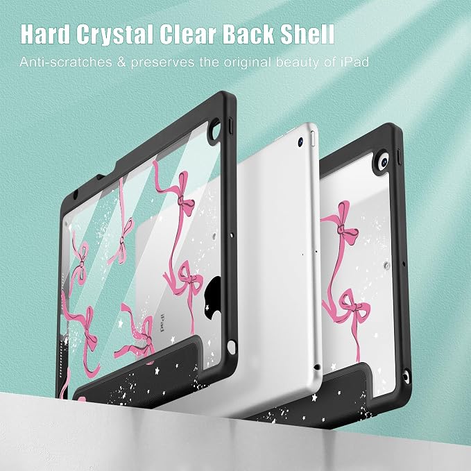 Tuiklol for iPad 10.2 inch 9th / 8th / 7th Gen 2021 2020 2019 Release Case | Built in Pencil Holder - TPU Protection Trifold Stand Stand Clear Back Tablet Cover With Auto Wake/Sleep Blue berries