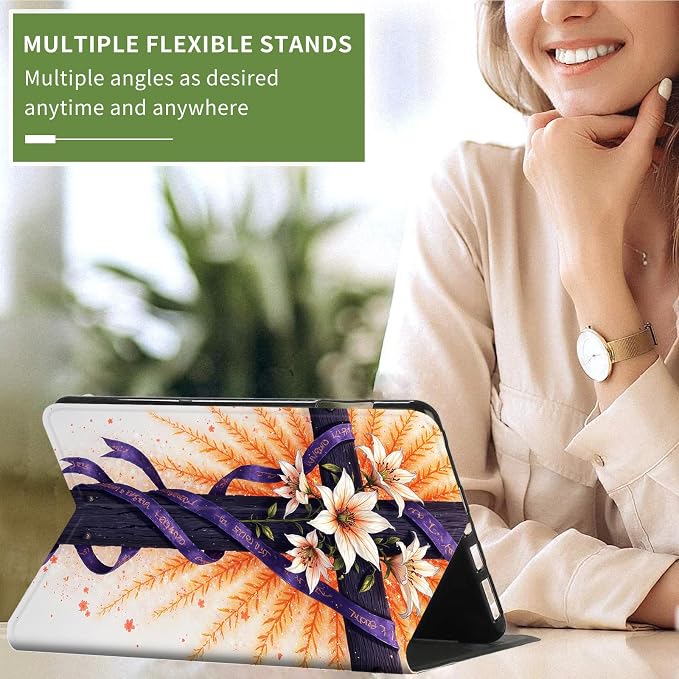 Case for Kindle Fire HD 10 &amp 10 Plus Tablet 10.1 (13th/11th Generation 2023/2021 Release) Lightweight Slim PU Leather Adjustable Multi-Angle Smart Shell Cover with Auto Wake/SleepA Flowers Art