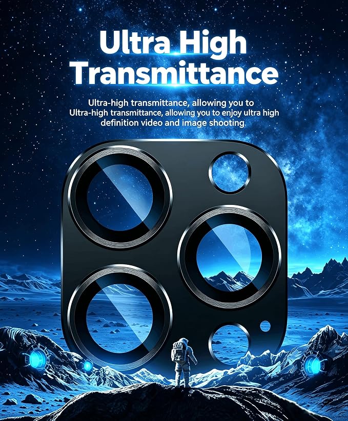 [2 Pack] Compatible for iPhone 13 Pro/iPhone 13 Pro Max Camera Lens Protector Metal Plus Tempered Glass Camera Cover Oneness Design Ultra Clear Anti-Explosion Black+Black