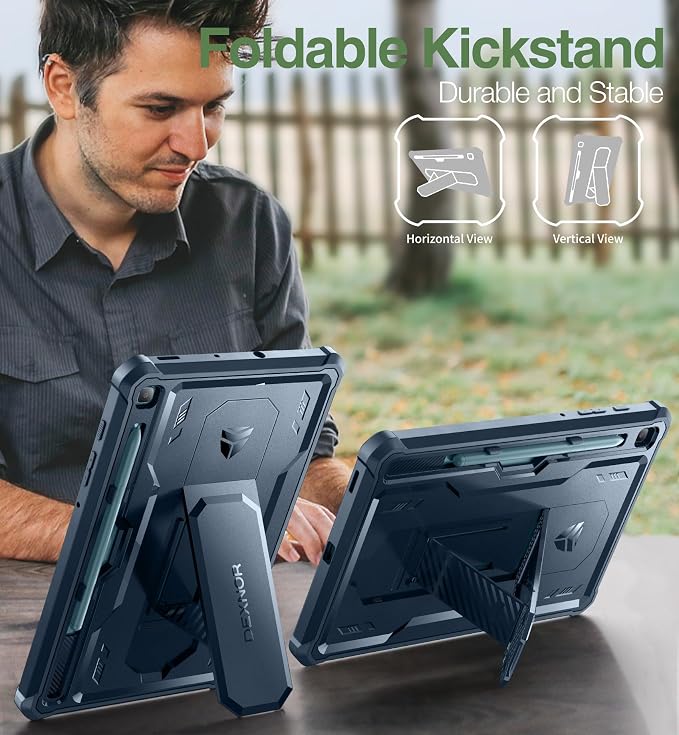 Dexnor Case for Samsung Galaxy Tab S6 Lite 10.4 Inch 2024/2022/2020 [Built in Screen Protector &amp Kickstand] with Pen Holder Heavy Duty Shockproof Full Body Protective Cover for Tab S6 Lite (Black
