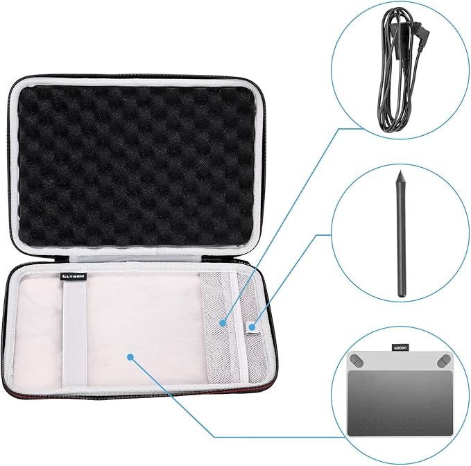 LTGEM Tablet Case for Wacom Intuos Small Graphics Drawing Tablet fits Model # CTL4100 or XPPen Graphics Tablet fits Model # StarG640 (Black)