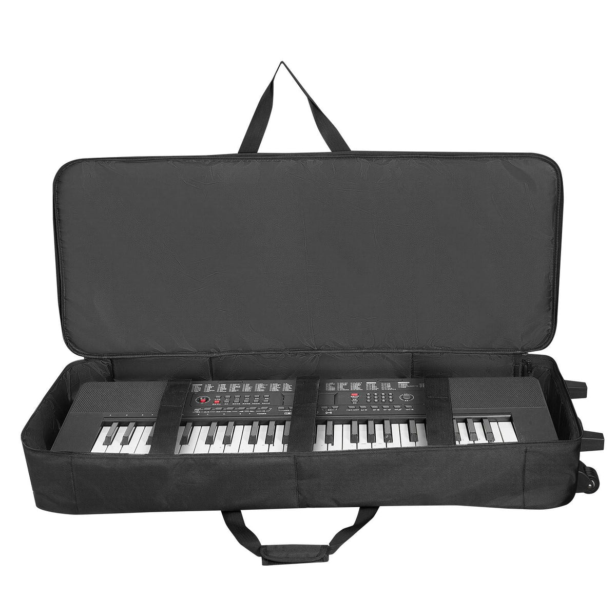 88 Key Keyboard Case, 40.9 x 16.9 x 5.1 in Interior, Padded Rolling Piano Case with Wheels, Sturdy Handle, 3-Pocket Storage, Gig Bag with Smooth Wheels, for 88 Note Keyboards and Electric Pianos
