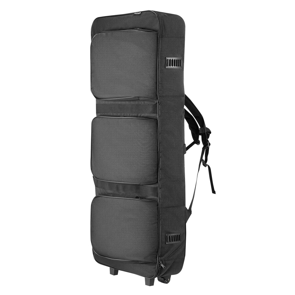 88 Key Keyboard Case, 40.9 x 16.9 x 5.1 in Interior, Padded Rolling Piano Case with Wheels, Sturdy Handle, 3-Pocket Storage, Gig Bag with Smooth Wheels, for 88 Note Keyboards and Electric Pianos