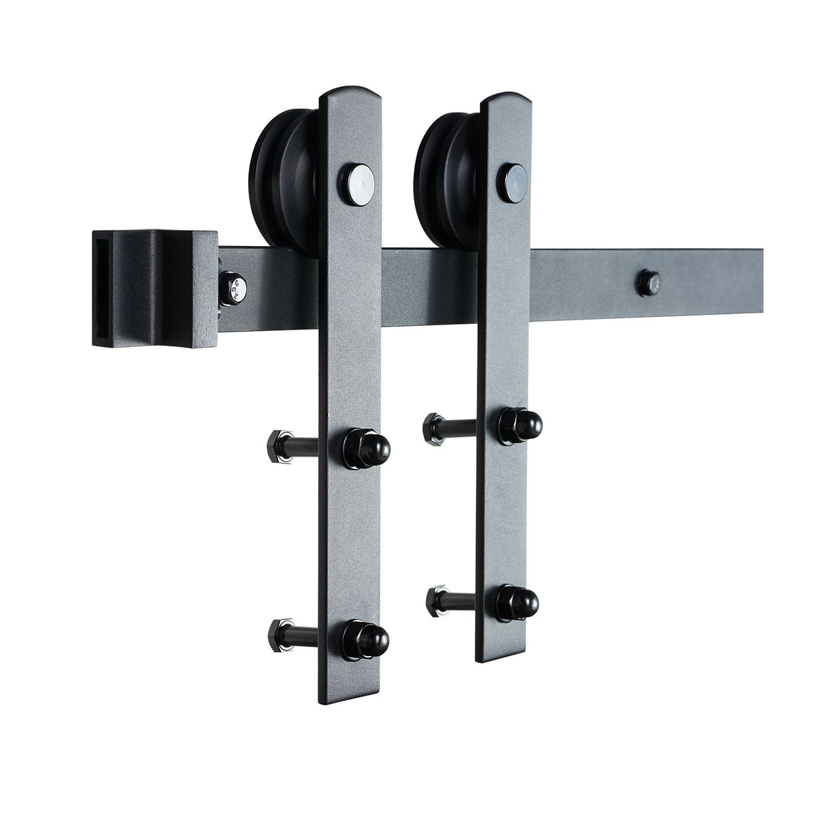 8FT Sliding Barn Door Hardware Kit, 330LBS Heavy Duty Barn Door Track Kit for Double Doors, Fit 3.7-4.3FT Total Wide and 1.3"-1.8" Thick 2 Door Panel, with Smooth & Silent Pulley (I Shape)