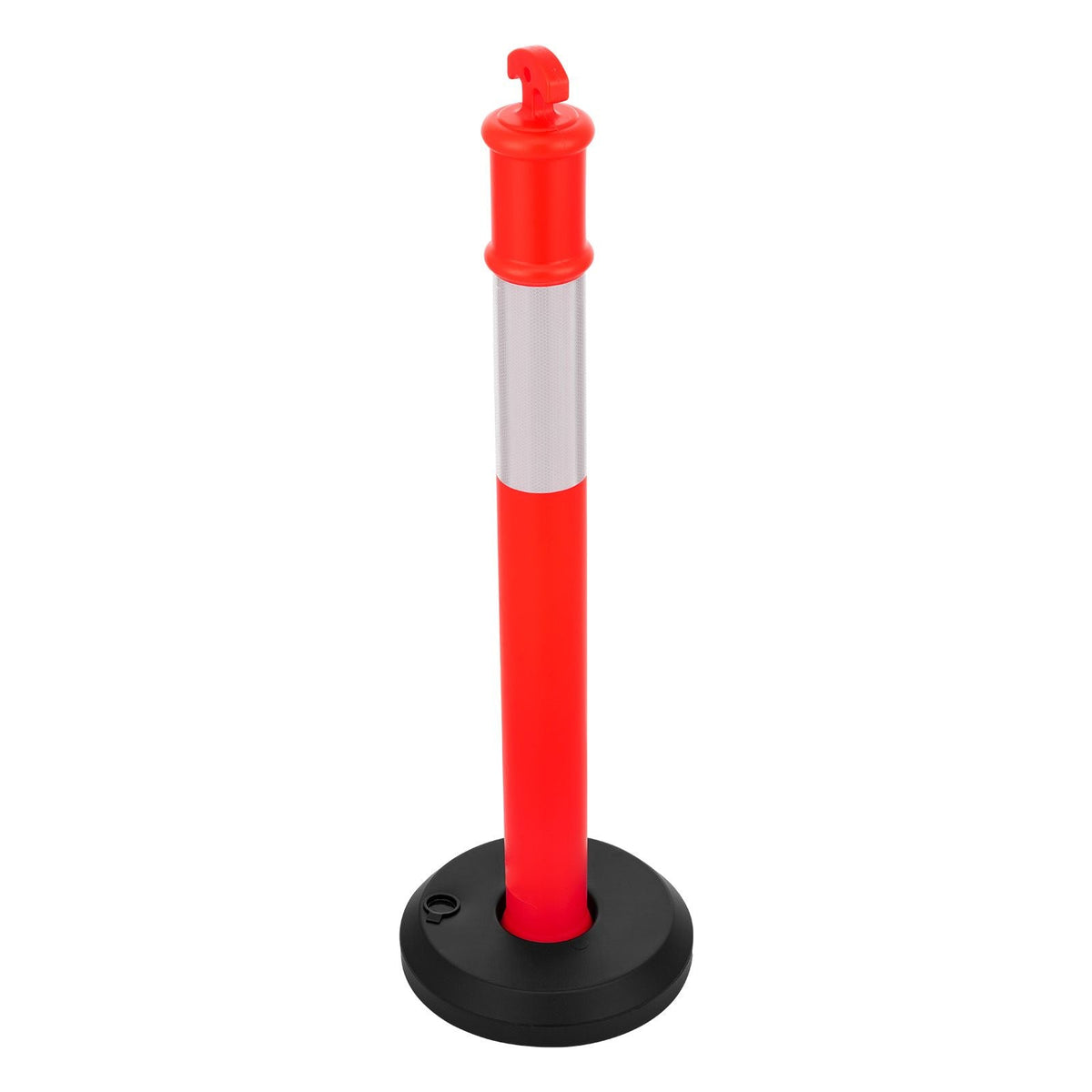 9 Pack Traffic Delineator Posts, 48 inches Traffic Safety Cones with Fillable Base and Reflective Strips, Heavy Duty Delineator Posts for Construction Site, Parking Lot, Crowd Control, Red