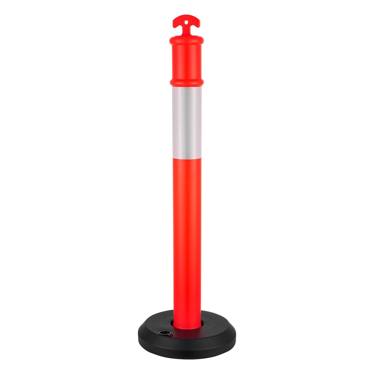 9 Pack Traffic Delineator Posts, 48 inches Traffic Safety Cones with Fillable Base and Reflective Strips, Heavy Duty Delineator Posts for Construction Site, Parking Lot, Crowd Control, Red