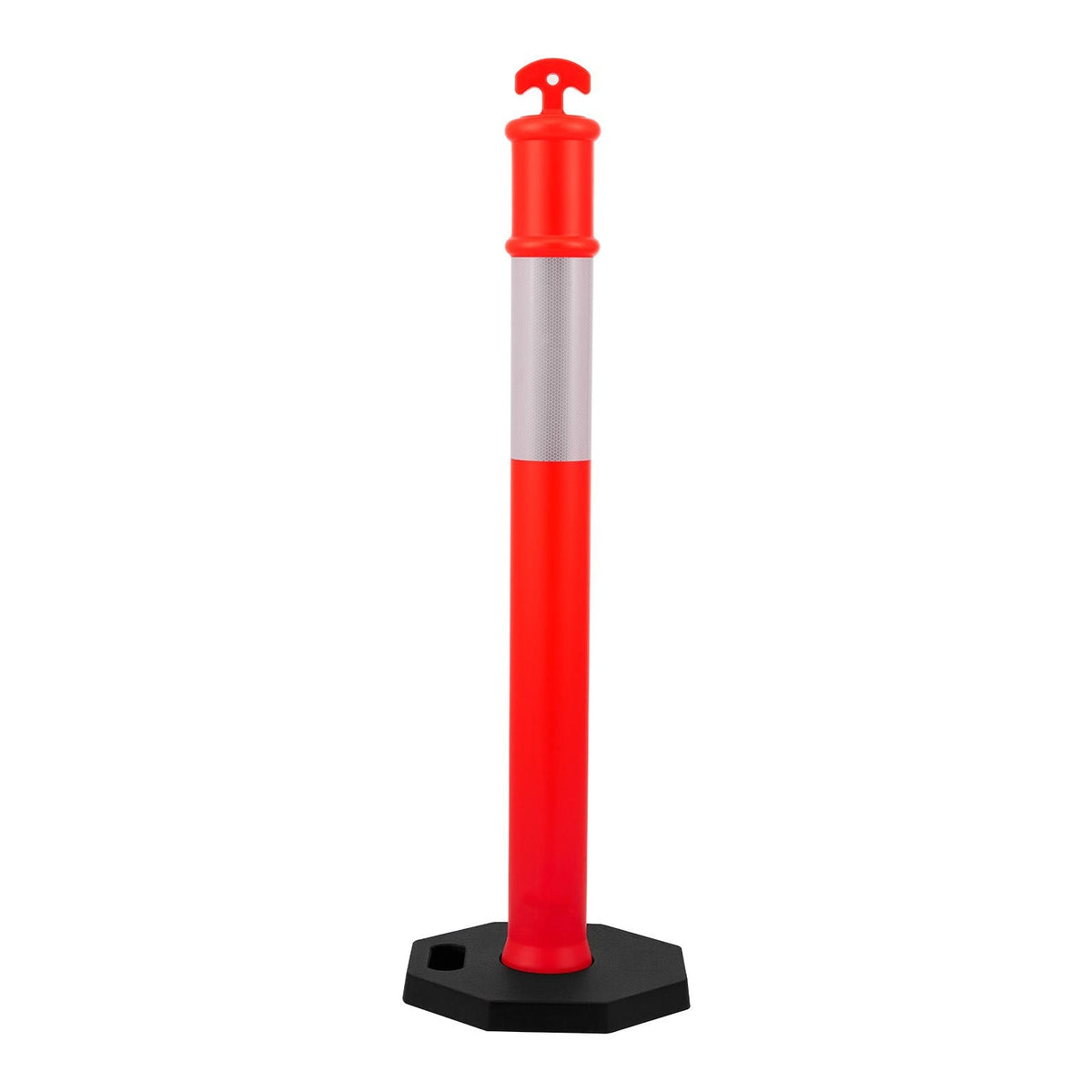 9 Pack Traffic Delineator Posts, 48 inches Traffic Safety Cones with Weighted Base and Reflective Strips, Heavy Duty Delineator Posts for Construction Site, Parking Lot, Crowd Control, Red