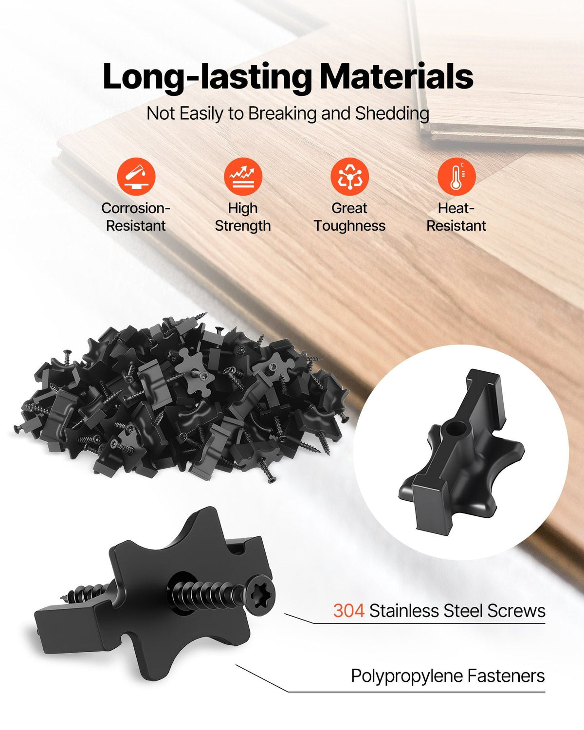 900PCS Hidden Deck Fasteners for Composite Decking Board, Universal Composite T Clips & Plastic Hidden Fasteners with Metal Screws,Polypropylene PP Clips Works with 0.26 inch Gaps, Black