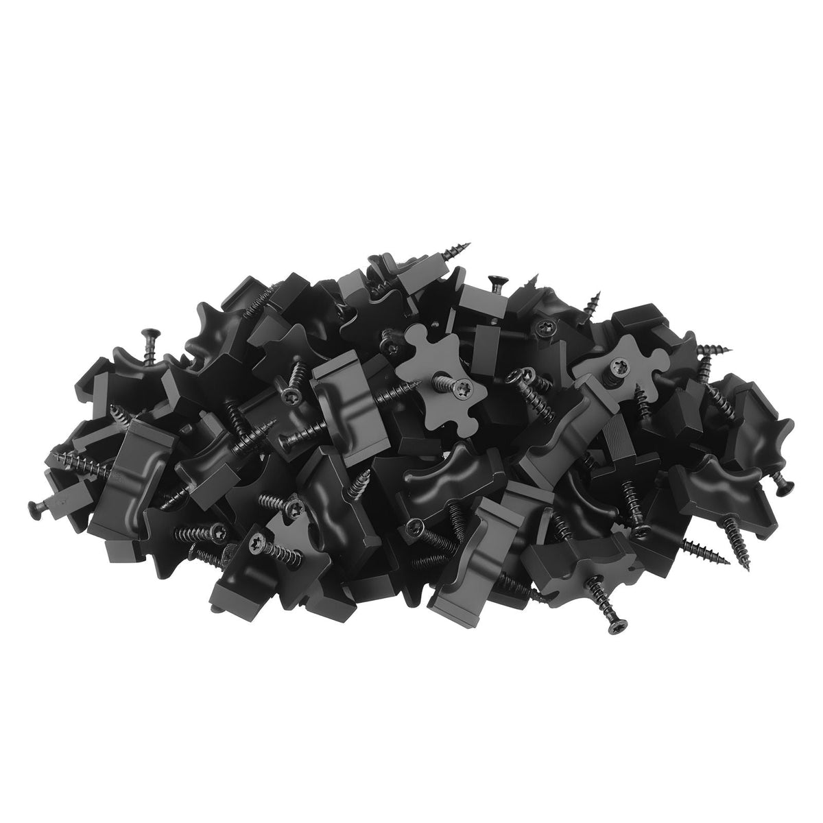 90PCS Hidden Deck Fasteners for Composite Decking Board, Universal Composite T Clips & Plastic Hidden Fasteners with Metal Screws,Polypropylene PP Clips Works with 0.26 inch Gaps, Black