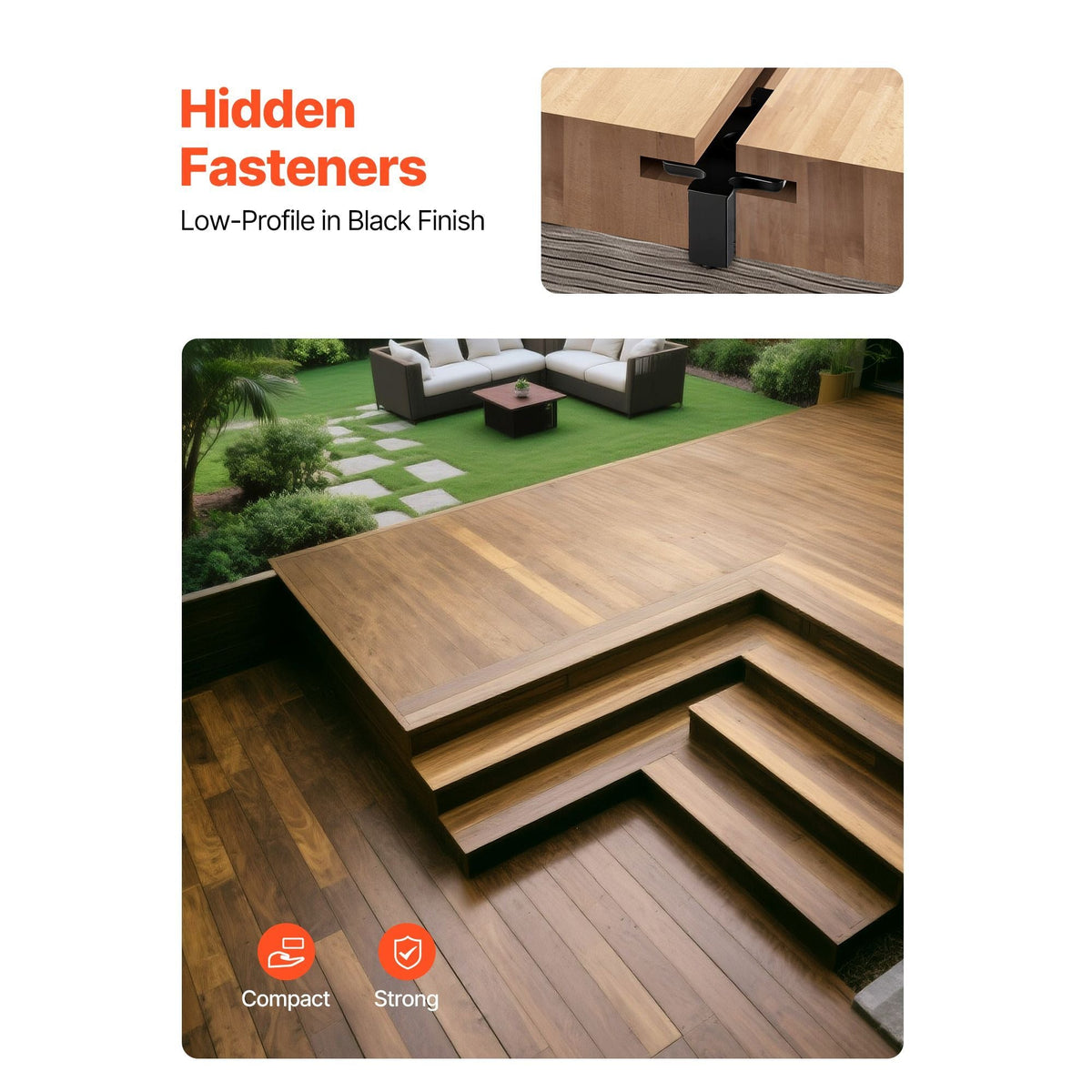 90PCS Hidden Deck Fasteners for Composite Decking Board, Universal Composite T Clips & Plastic Hidden Fasteners with Metal Screws,Polypropylene PP Clips Works with 0.26 inch Gaps, Black