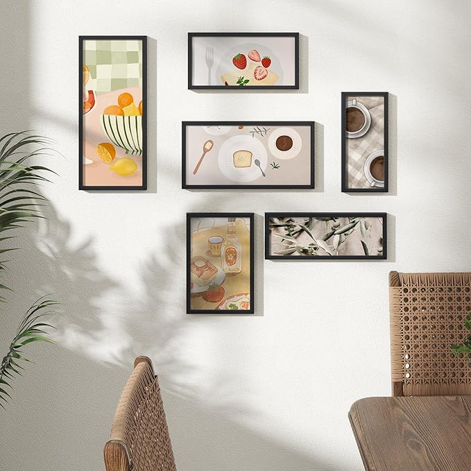 Metal Picture Frame - Black Aluminum Picture Frames with Real Glass, Wall Mounting Horizontally or Vertically, Simple and Elegant Decor for Wall Gallery Poster Photo 11x6 Frames, Black