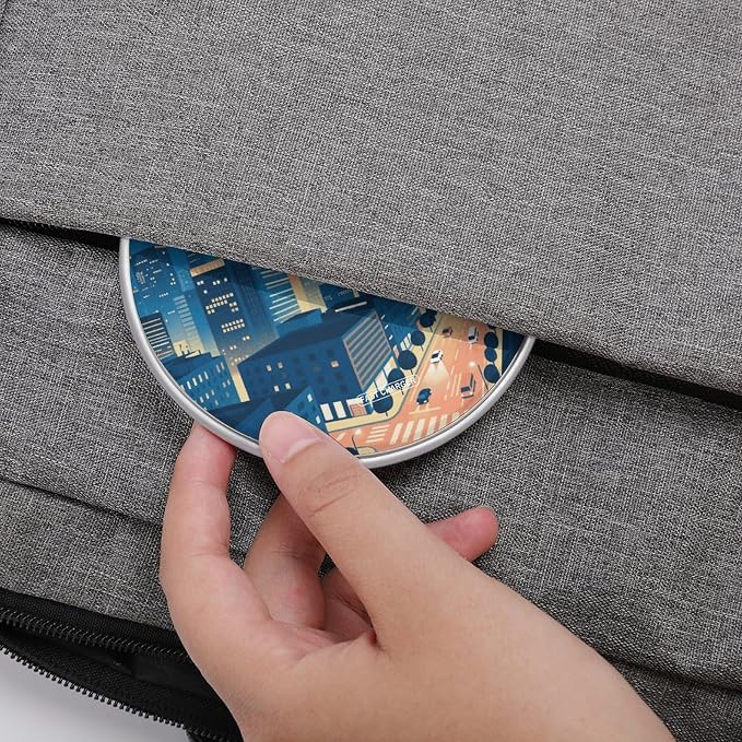 City Night Wireless Charger with USB CableAluminum Alloy Frame 10W Max Compatible Fast Wireless Charging Pad- 3.2ft Cable Included for Travel Home Office Desk