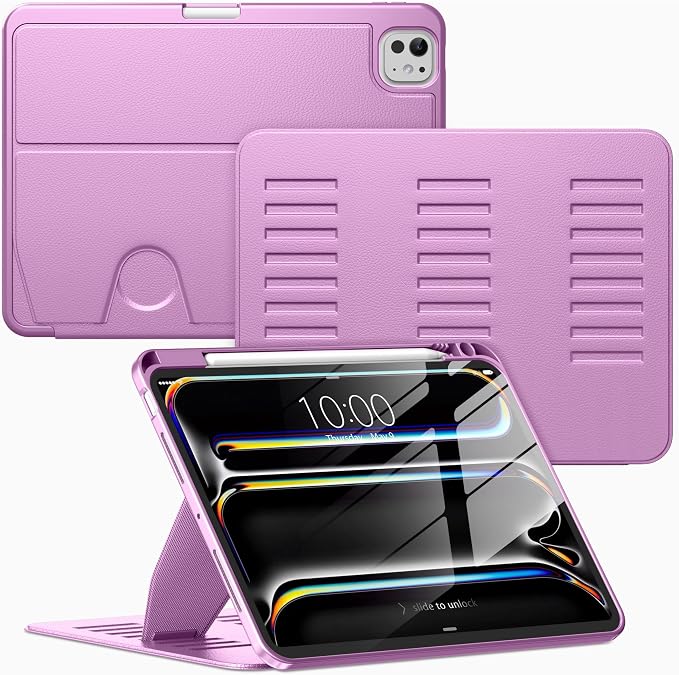 VIKESI Case for iPad Pro 11 inch (M5/M4) 2025/2024Multiple Angles Magnetic Stand CoverShockproof BackPencil Holderand Auto Sleep/WakeBlack