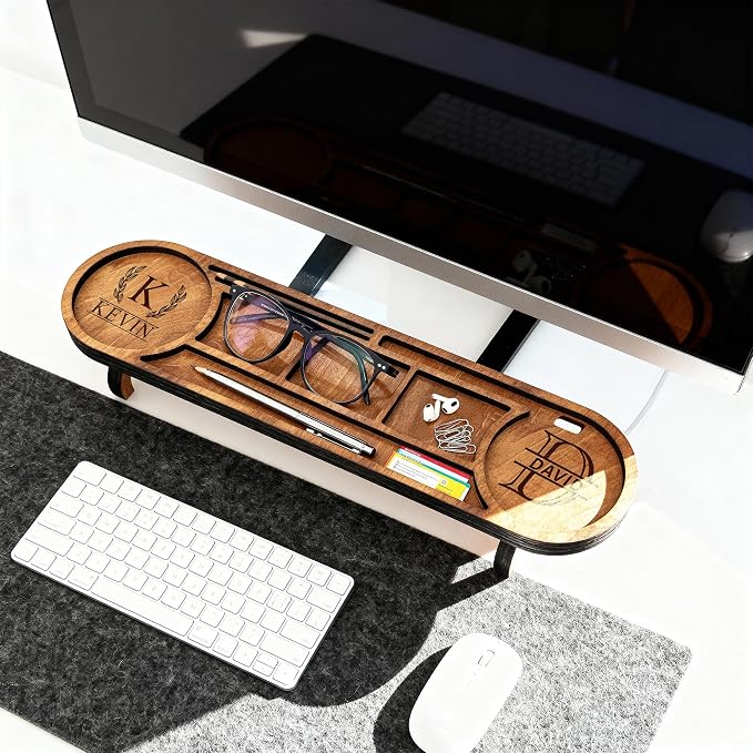 Ships Next Day Personalized Wood Desk Organizer Custom Phone &amp Tablet Stand Engraved Wood Office Accessory Custom Docking Station Custom Organizer Gift